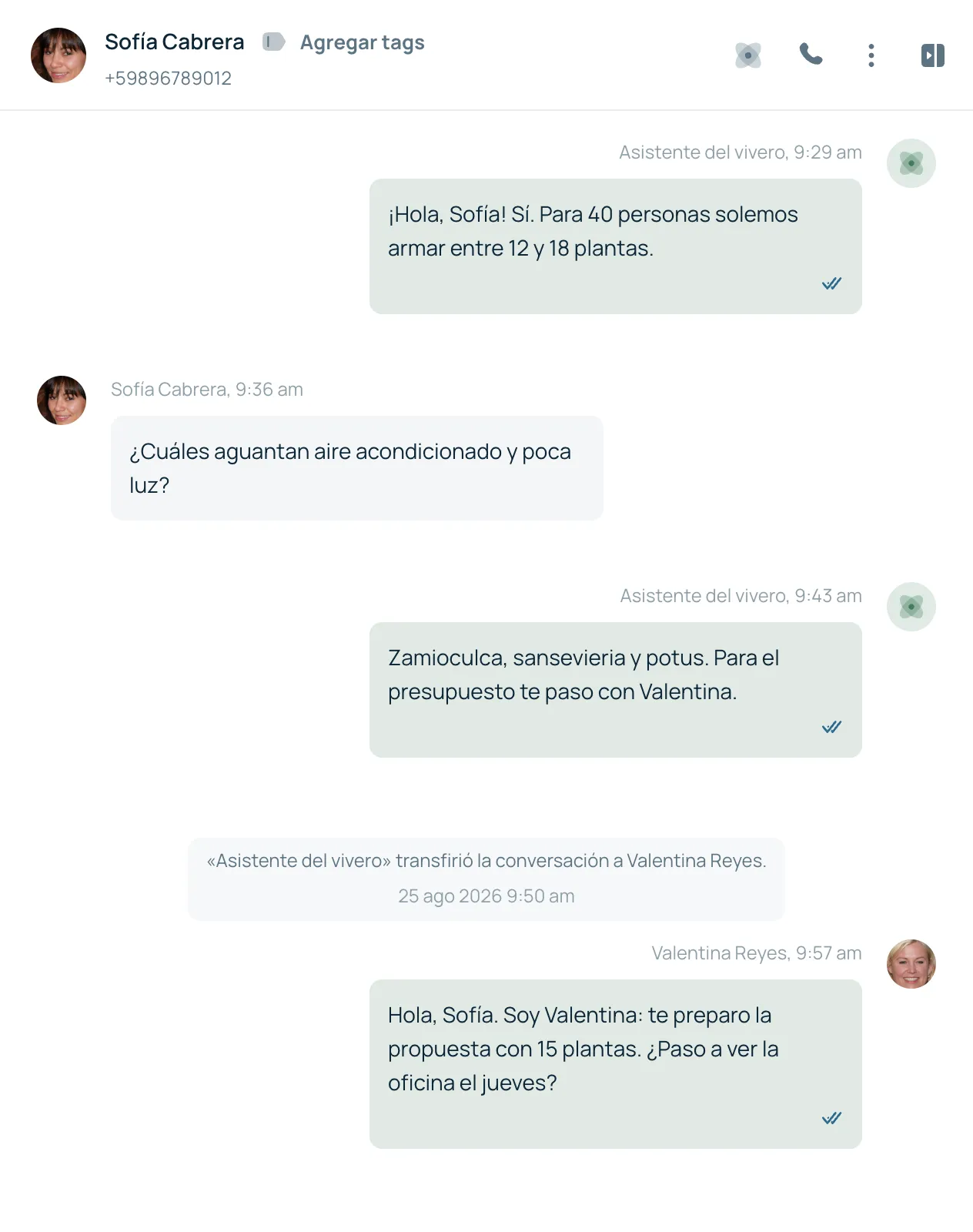 La pantalla de bots de meruma con dos agentes configurados.